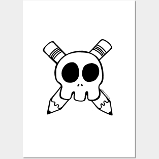 Skull and Crossbones - cute skull coloring gift for artists and art teachers T-Shirt Posters and Art